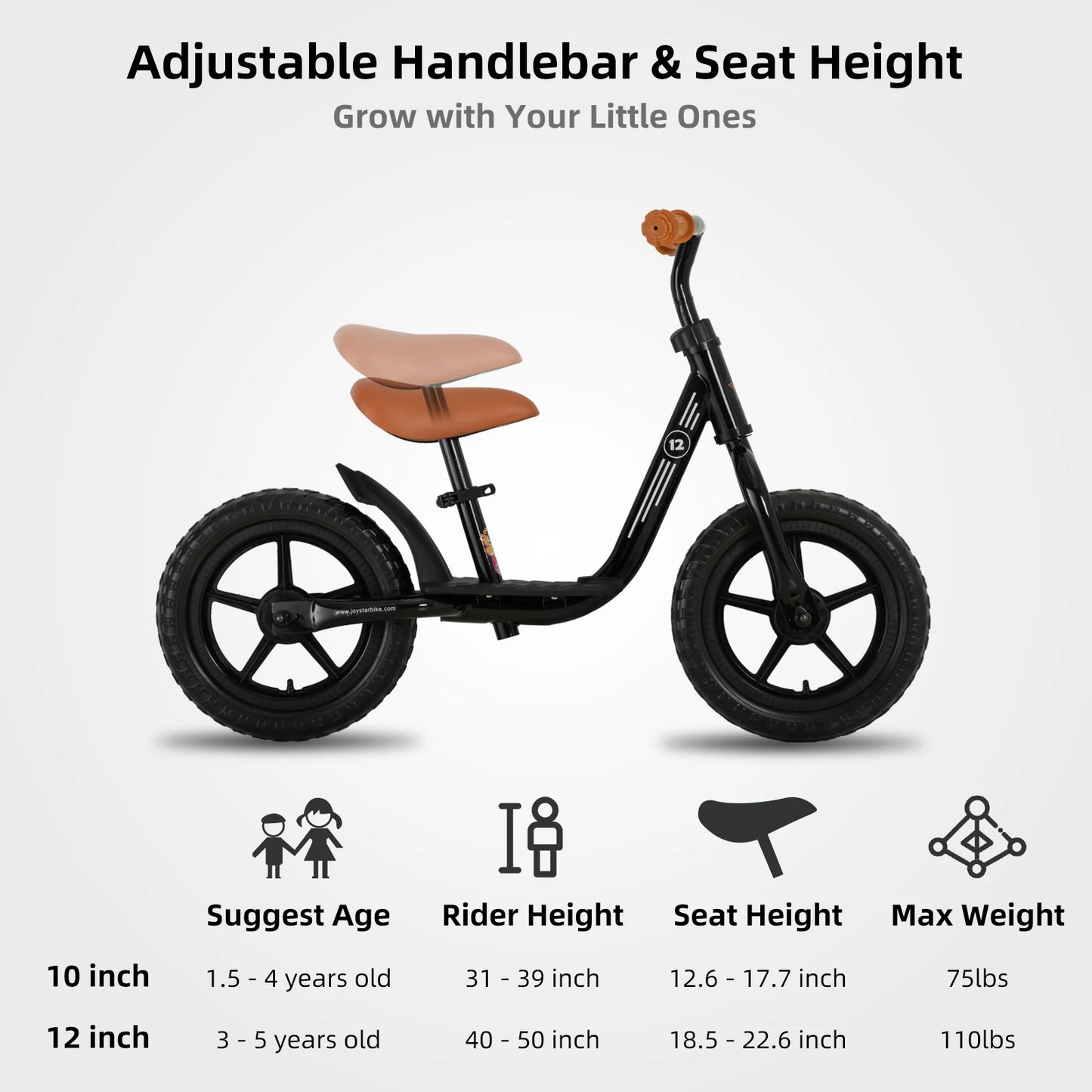 JOYKIE JOTSTAR 10-Inch EVA Foam Tires Adjustable Saddle Best-Seller Made in China H Balance Bike