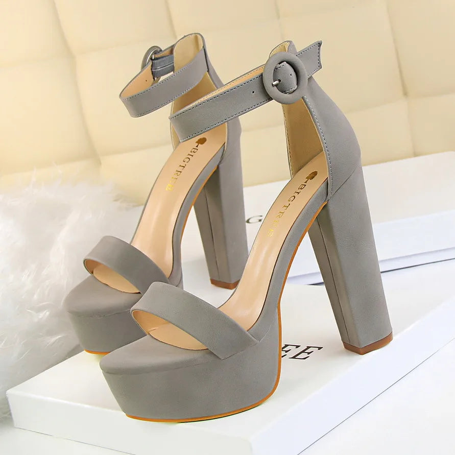 Big Tree 13.5 CM Heel Women Pumps High Heels New Ladies Shoes Fashion Women Sandals Sexy Platform Sandals square Heel Summer