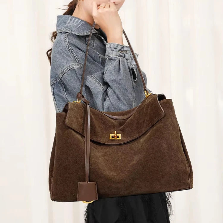 Women Bags Manufacturer Bags Luxury Genuine Leather Suede Tote Bag Custom Popular Women Shoulder Bag Handbag Trendy Hand Bag