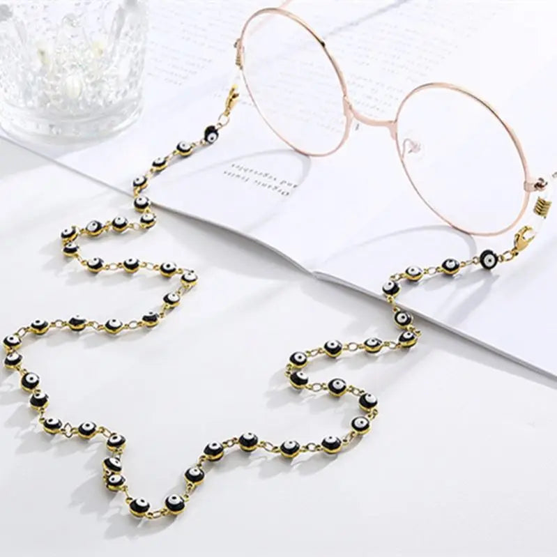 Trendy 18K Gold Plated Enamel Eye Beads Chain Necklace Accessories for Diy
