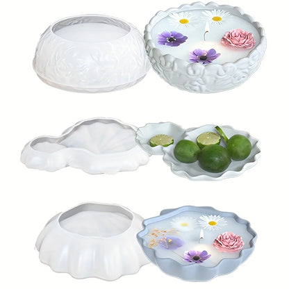 1pc Shell Tray Resin Silicone Mold Heat Resistant Non-Toxic Lace Shell Shaped for DIY Storage Trays/Candle Cups/Flower Pots
