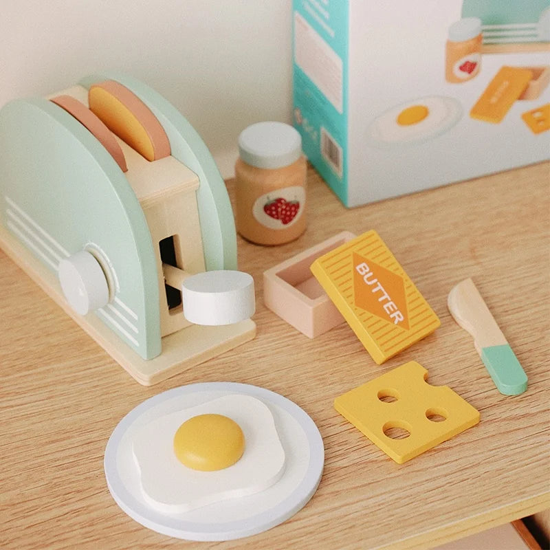 Wooden Children Simulate Every Family Toy Kitchen Bread Machine Toy Set Boys and Girls Education Parent-child Interaction