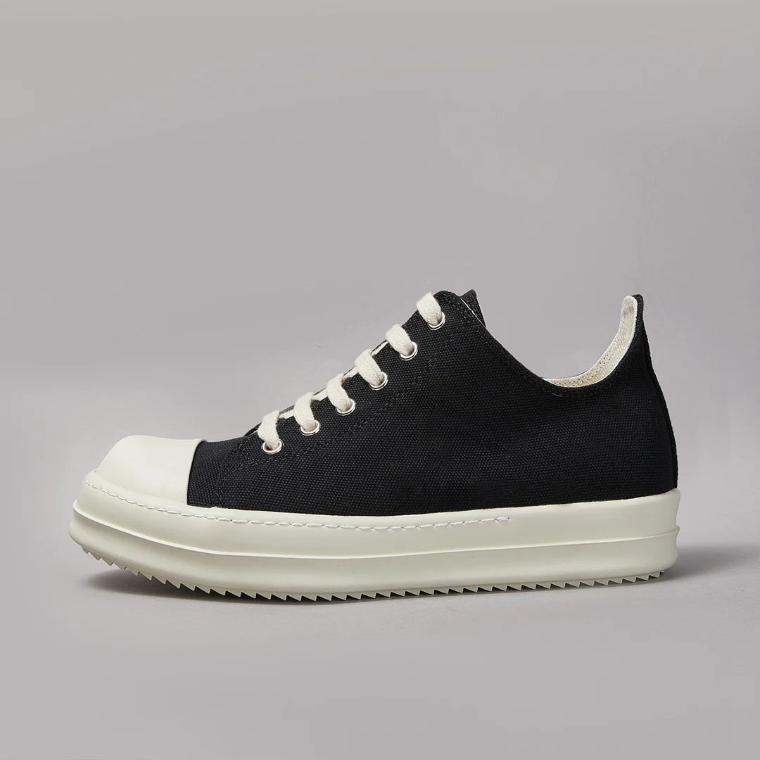 Designer Style Men's Canvas Shoes Couples Retro Low-top Board Shoes Hip Hop Sneakers Black
