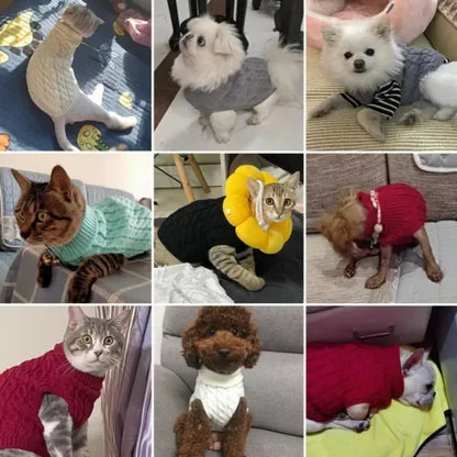 Pet Products Puppy Dog Cat Warm Winter Knit Sweater Vest Knitted Coat Jacket for Small Dog Dog Jumper Pet Clothes