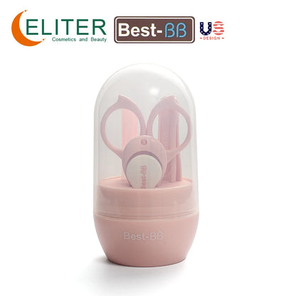 Eliter Hot Sell in Stock 4 in 1 Pink Blue With Plastic Tube Baby Set Babi Care Tool 4In1 Manicure Kids Cute Manicure Set