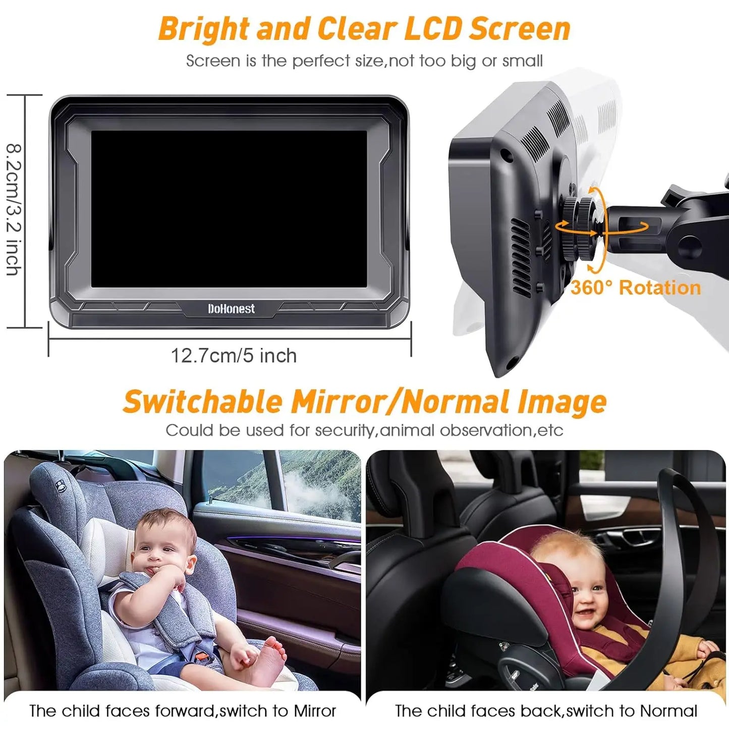 New Design 4.3 Inch Car Baby Camera Real Time Monitoring Kit for Vehicle Rear Seat Safety Viewing