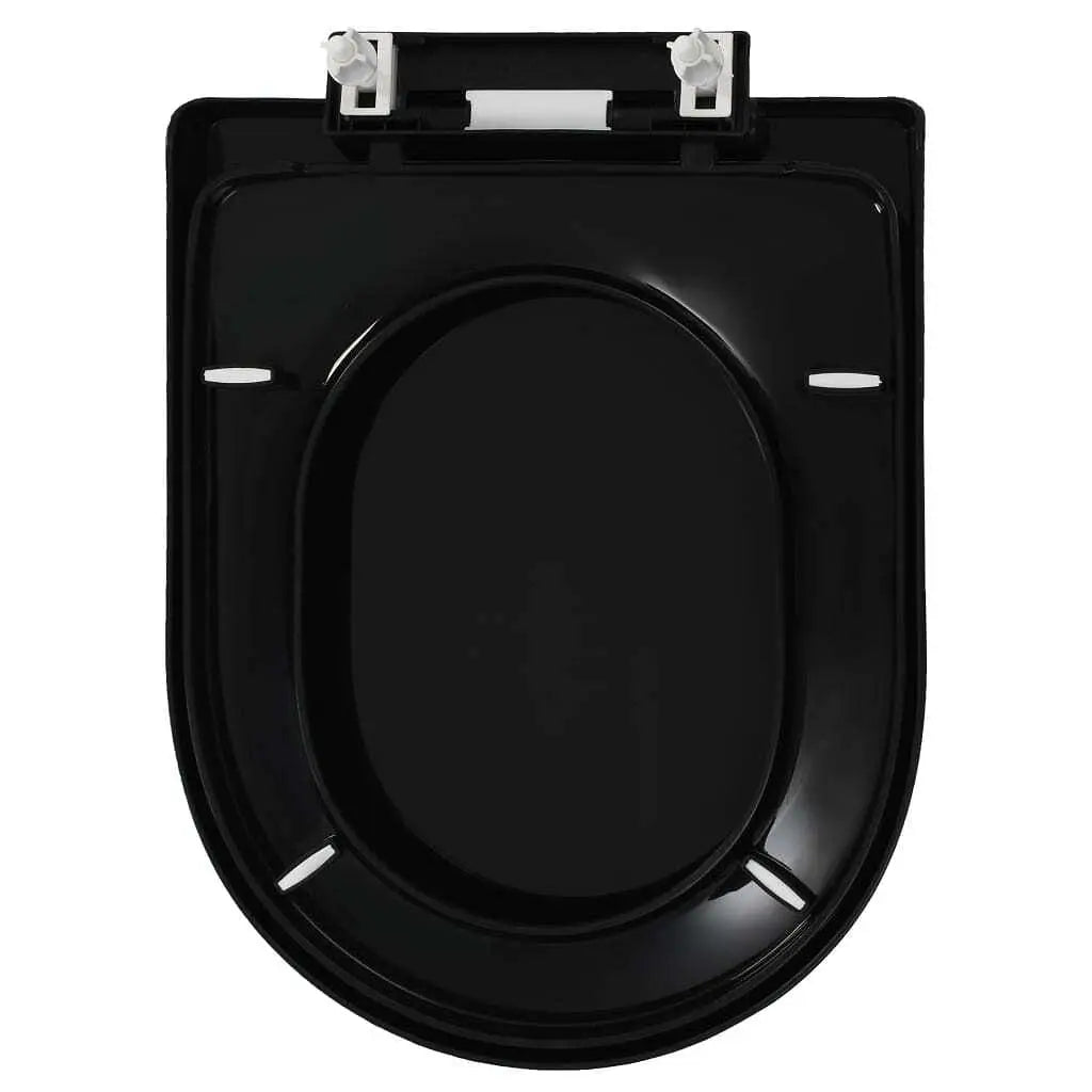 W2B VidaXL Quick-Release Elongated Toilet Seat Cover Soft-Close Design with UF Plastic Black for Bathroom
