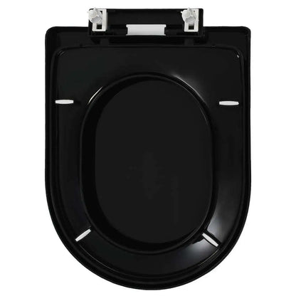 W2B VidaXL Quick-Release Elongated Toilet Seat Cover Soft-Close Design with UF Plastic Black for Bathroom