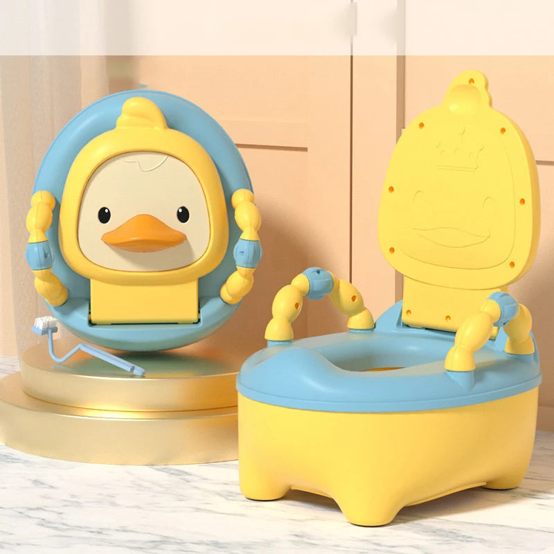 Oversized Yellow Duck Folding Toilet Seat Kids Training Anti-Splash Potty Basin Portable Cartoon Patterned Baby Plastic Children
