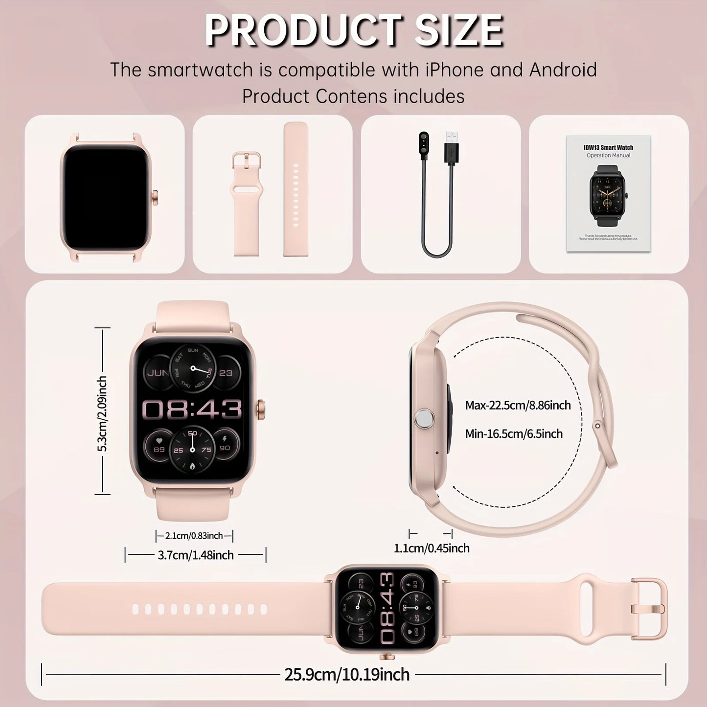 Valentine's Day Gift, FAWEIO Women's Smartwatch, Men's Wireless Calling,1.8-inch HD Touchscreen,Fitness Tracker,100+Sports Modes