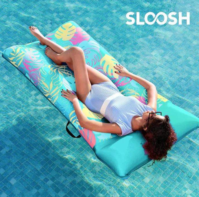 Inflatable Pool Floats Raft Fabric Covered Pool Mat Lounger for Adults Ultra Inflatable Water Float with Headrest for Beach Lake