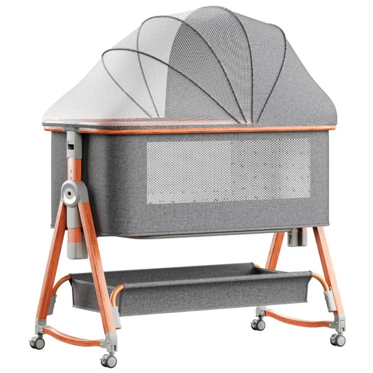 Multi-Functional Movable Foldable Fabric & Metal Rock Baby Bed Newborn Spliced Large Children Bed High Visibility Baby Supplies