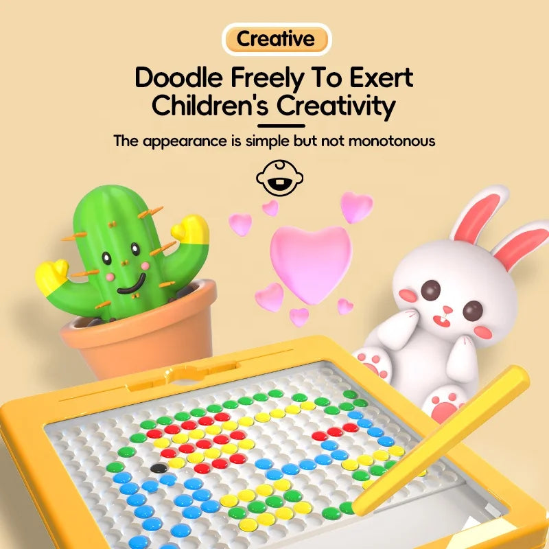 Intellectual Early Education Toys Baby Plastic Magnetism Pen Drawing Board Colored Magnetism Beads Learning Drawing Board