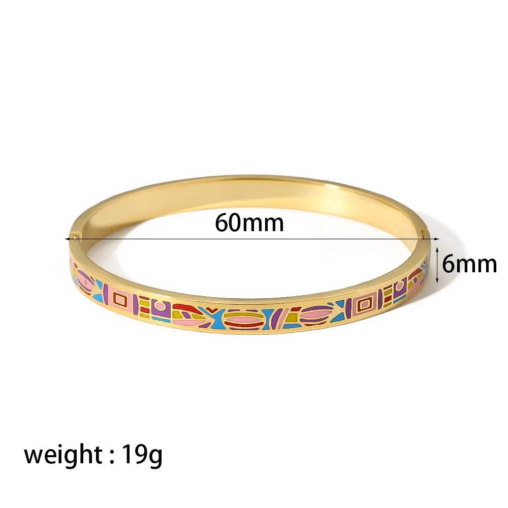Women's 18K Gold Fashion Bracelet Personalized Dropshipping Gift Painted Enamel on Stainless Steel Bracelets for Women Wholesale