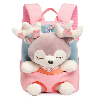 Cartoon Kids Detachable Backpack Schoolbag Plush Backpacks Deer Plush Custom Animal Elk Plush Backpack