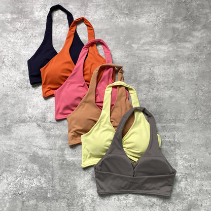 JY 2023 New Ropa Deportiva Vetements De Sport Femme Sports Halter V-neck Bra High Waist V-cut Leggings Pants 2 Pcs Yoga Sets Fit