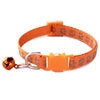Cute 1.0cm Reflective Stripe Cat Collar with Breakaway Head Plastic Buckle Polyester Small Colored Bell Printed Pet Paws Design