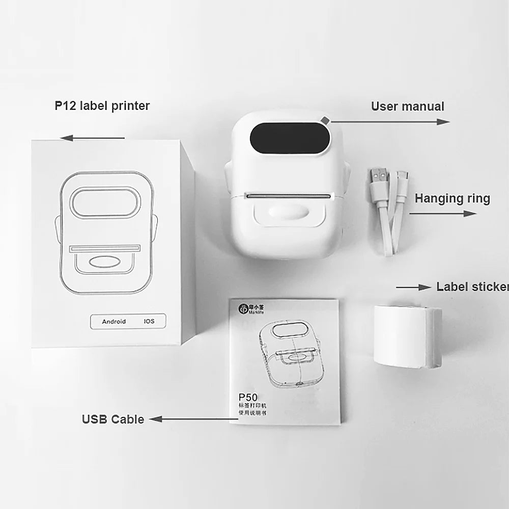 Marklife P50 58mm Thermal Receipt Sticker Barcode Mini Printer for Small Business Jewelry Perfect Christmas Present 57mm Stock