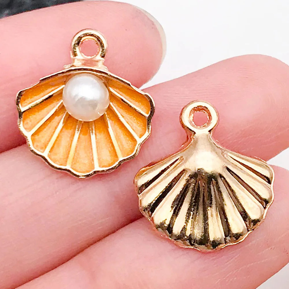Hot Sale Natural Crafts Alloy Ocean Starfish Conch Seashell Enamel for DIY Nautical Jewelry Making Home Decoration