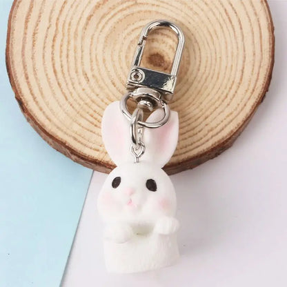 Cute Silicone Key Ring Rabbit Keychain Gift Kawaii Anime Keyring for Backpack Charms Bag Pendant Accessory