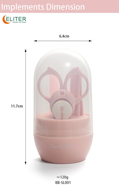 Eliter Hot Sell in Stock 4 in 1 Pink Blue With Plastic Tube Baby Set Babi Care Tool 4In1 Manicure Kids Cute Manicure Set