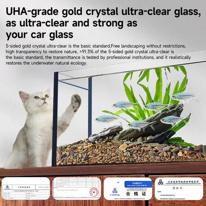 Wholesale 20 Gallon Ultra Clear Low Iron Glass Betta Aquarium Kit  Desktop Fish Tank Decoration with Water Pump and LED Light