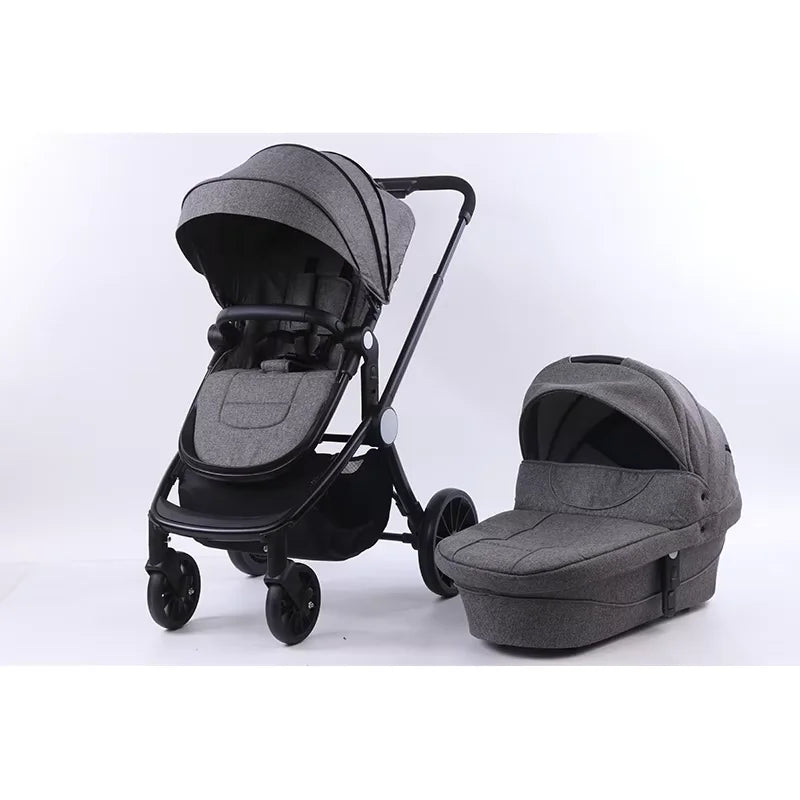 Portable 4-in-1 Baby Stroller with Adjustable Footrest and PU Wheels Sleeping Cot Carrying Basket-for Wholesaling