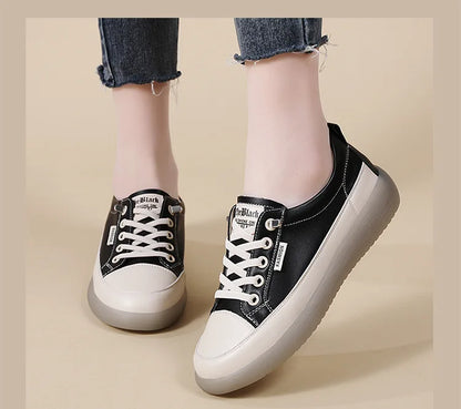 2026 Summer New Style Genuine Leather White for Women Flat Shoes That Are Not Tiring for Feet Lazy Shoes Fashionable Sneakers