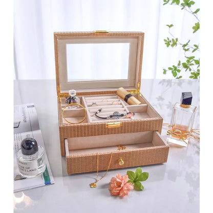 INNOVA Custom Modern Fashion Wooden Leather Necklace Jewelry Boxes for Women