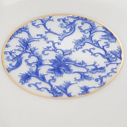 Light Luxury Tableware Set Bowls and Dishes Combination Enamel Blue and White Embossed Bowls and Dishes