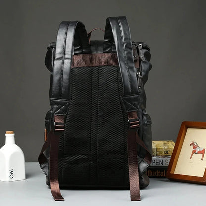 Fashion High Capacity Backpacks for Men PU  Antitheft Travel Backpack Mens Laptop Bags Business Backbag Student School Bag