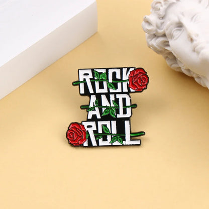 Shmik Funny Rock and Roll Band Enamel Pin Punk Letters Badge Album Collection Jewelry Gift for Music Fans