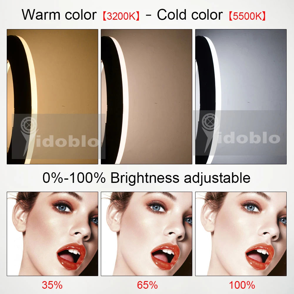 96W Yidoblo FE-480II Dimmable Bi-color Ring Light 480 LED Video Continue Lamp LCD Video lamp Lighting + 2m standing + handbag