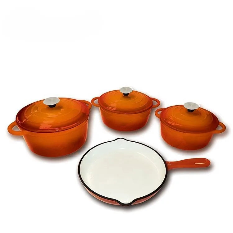 La Cocina 7 Piece Amazo  n Blue Cast Iron Enamel Cookware Set