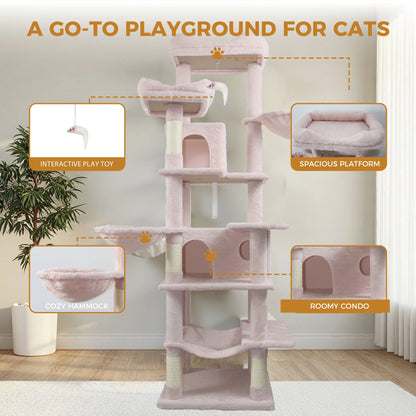 [Out of stock] Multi Level Pink Cat Furniture with Condo Hammock American in Stock Free Shipping Activity Center for Indoor Cats