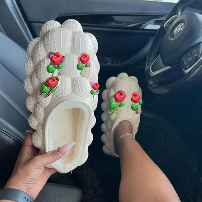 Factory Wholesale Winter Warm Massage Men Women Foam Runner Furry Plush Fashion Fur Slippers Bubble Slides With Fur and Charms