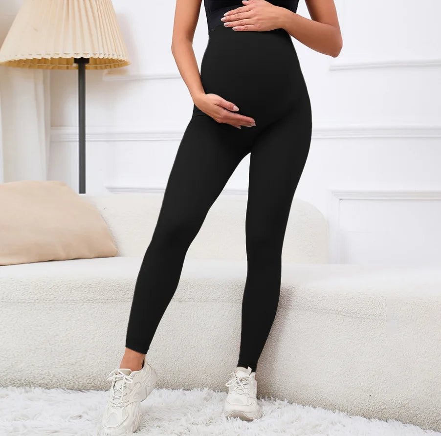 3042  High Quality Nylon Seamless Maternity Yoga Pants Pregnant Women Gym Sport Supporting Abdomen Pregnant Workout Leggings