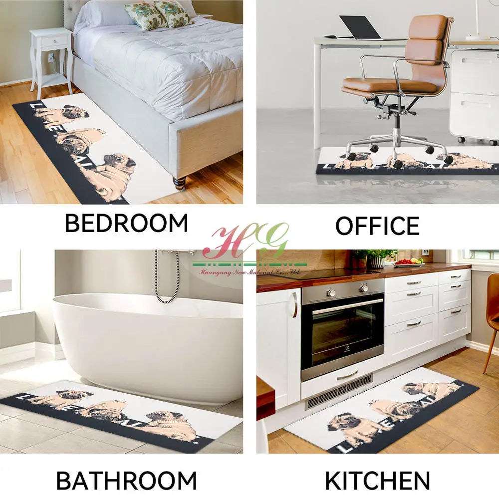 Huangang PVC Digital Printed Fishcartoon Rectangle Mat Kitchen Eco-Friendly Reusable 5mm High Quality Cartoon Pet Pattern Home