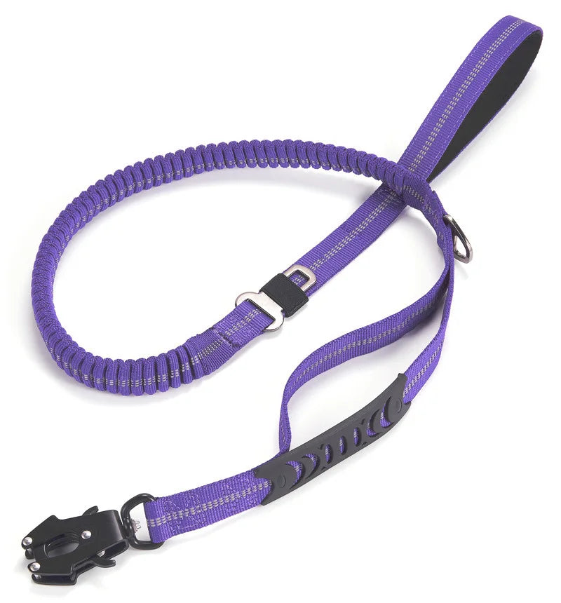 2in1 Car Leash for Medium Large Dogs Reflective Khaki Tactical Design Explosion Proof Frog Buckle Customizable Nylon Pet