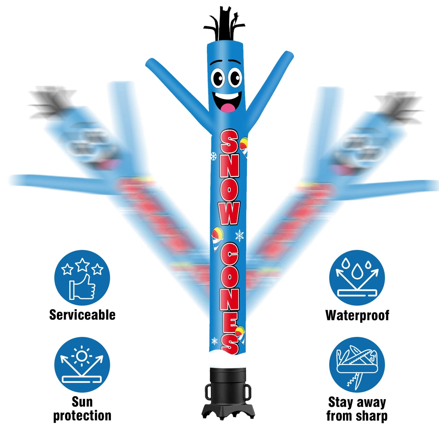 Snowball Tube Theme Air Dancer Inflatable Weird Wave Man for Outdoor Party Festival Digital Printing No Blower Required