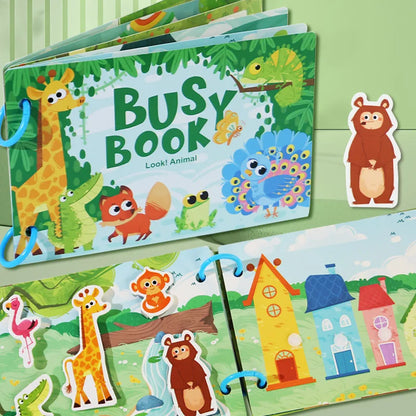 Toddler Quiet Book Early Learning Activities Puzzle Paste Matching Game Toy Kids Educational Magic Tape Wooden Busy Books Toys