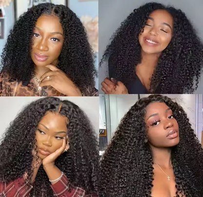 Afro Kinky Curly Raw Brazilian Virgin Human Hair Wig 4x4 Lace Frontal Closure HD Transparent Lace Front Natural Human Hair Wig