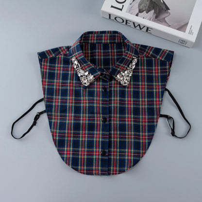 LHY Christmas  Rhinestone Fake Collar for Women Collar De Perlas Removable Blouse Half Shirt Collar Decoration Warm Accessory