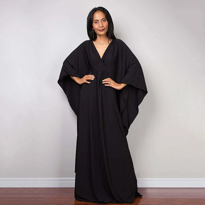 Trendy Design Knot Beach Maxi Dresses Solid V Neck Women Dress Clothing