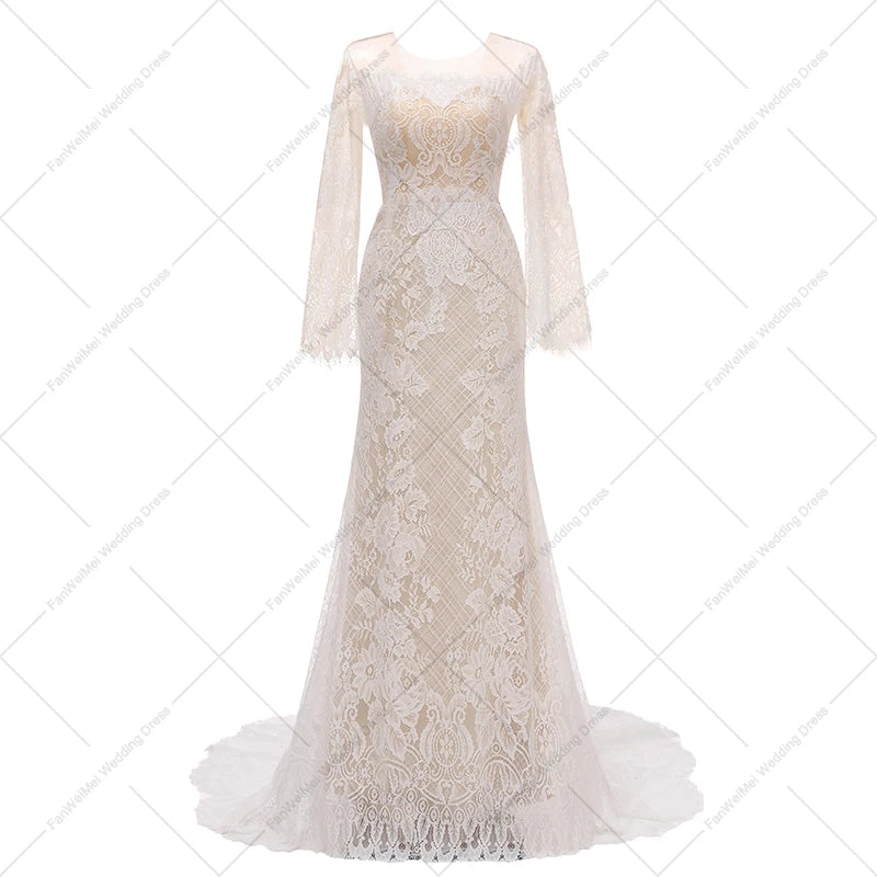 3020# Strapless Beach Boho Wedding Dress Lace Flare Sleeve Sheath Elegant Bridal Gown 2022 Off the Shoulder Sweep Train