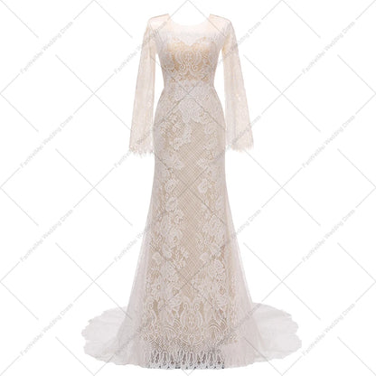 3020# Strapless Beach Boho Wedding Dress Lace Flare Sleeve Sheath Elegant Bridal Gown 2022 Off the Shoulder Sweep Train