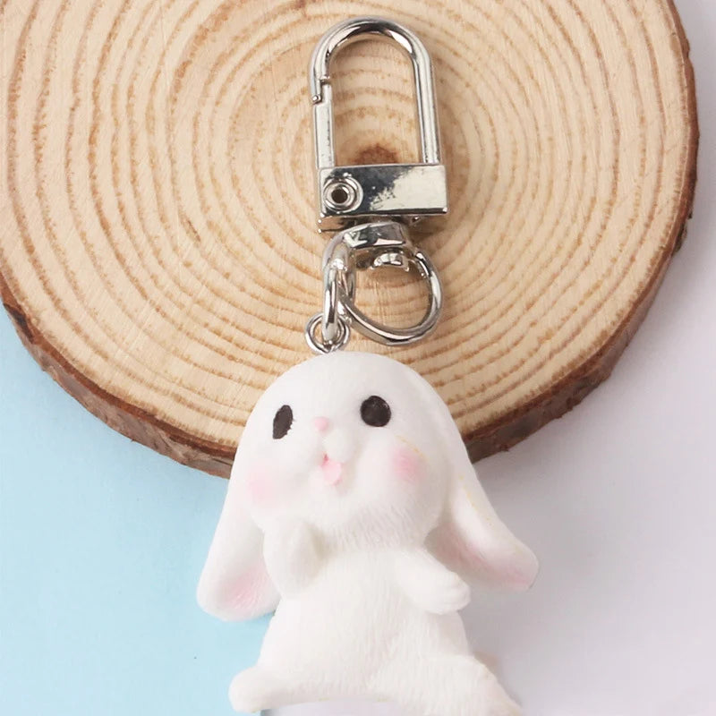 Cute Silicone Key Ring Rabbit Keychain Gift Kawaii Anime Keyring for Backpack Charms Bag Pendant Accessory