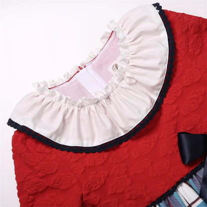 Pettgirl new Winter Kids Red Plaid Christmas Dresses for Girl Birthday and Party Clothes Age 2-12Y 1BAG=1PCS