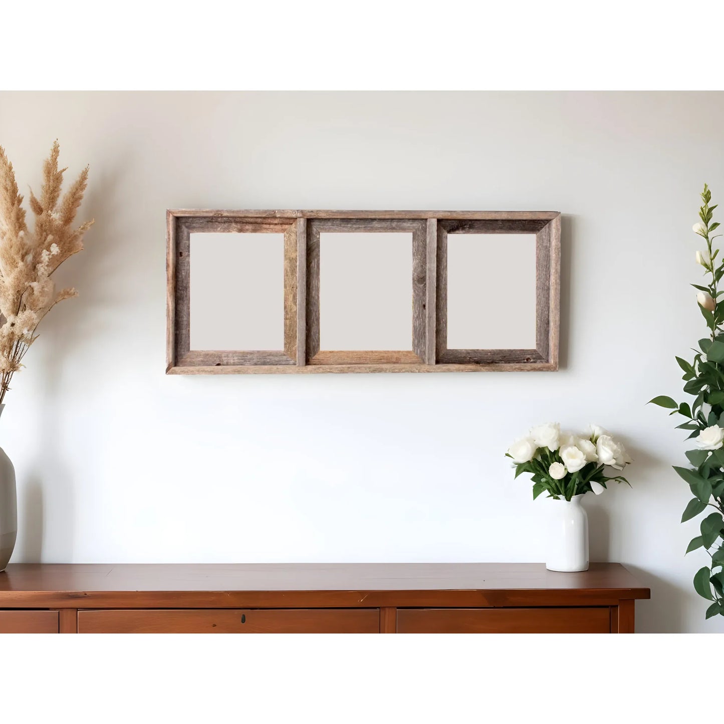 HMS 8 X 10 Gray Reclaimed Wood Picture Frame Three Slot Hanging Design