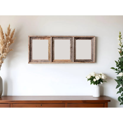 HMS 8 X 10 Gray Reclaimed Wood Picture Frame Three Slot Hanging Design